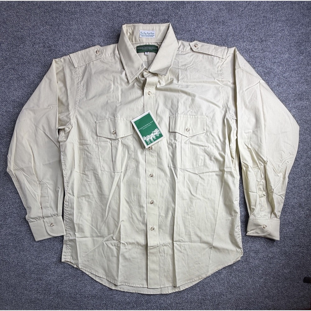 Vintage George Stafford & Sons Shirt Mens XLarge Khaki Button Up Sport Hunt Bird